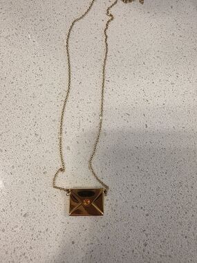 Taylor Swift Gold Envelope Pendant Necklace with Amber Gem